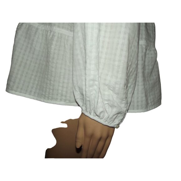 Old Navy Blouse Women Large White Babydoll boho tiered empire peasant top v-neck - Picture 8 of 12